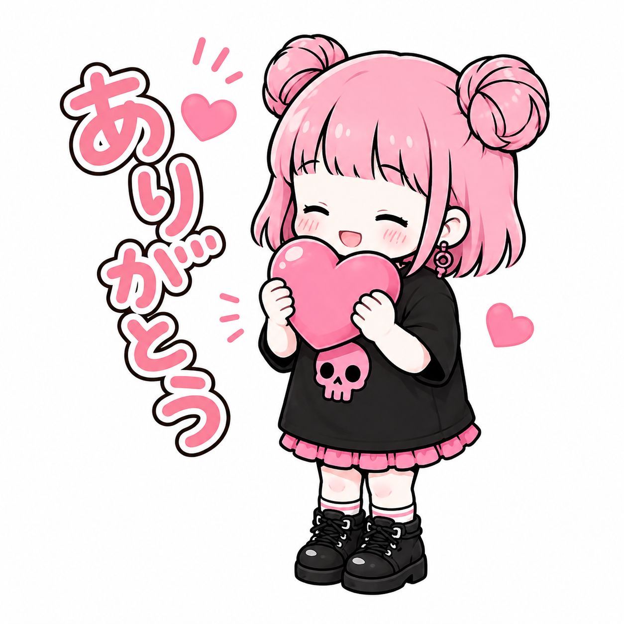 ハートを抱えてありがとうを伝える、ピンク髪のゆめちゃん